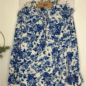 SHEIN Light Blue Distressed Blouse